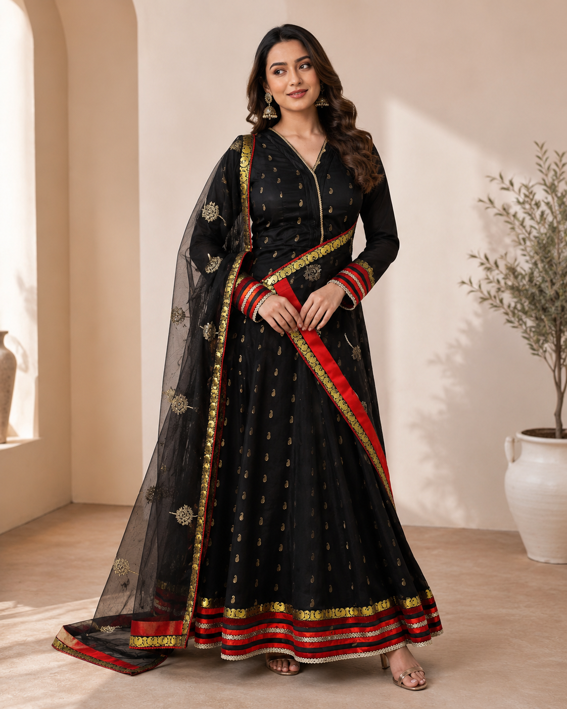 Elegant Grey Karishma Silk Anarkali