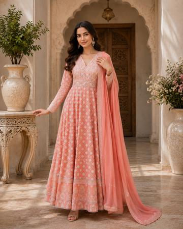 Lucknawi Georgette Anarkali With Churidar