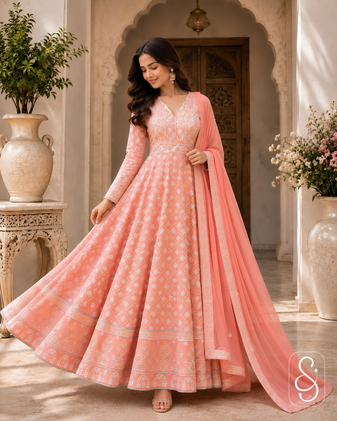 Lucknawi Georgette Anarkali With Churidar