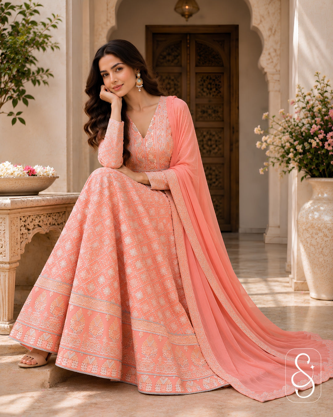 Lucknawi Georgette Anarkali With Churidar