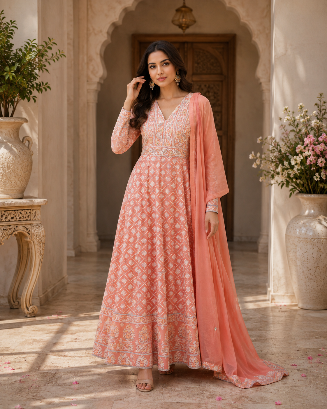 Lucknawi Georgette Anarkali With Churidar