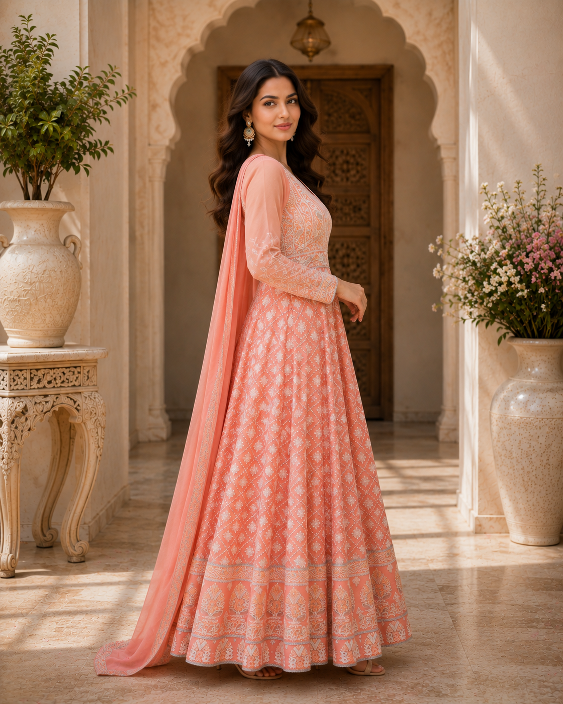 Lucknawi Georgette Anarkali With Churidar