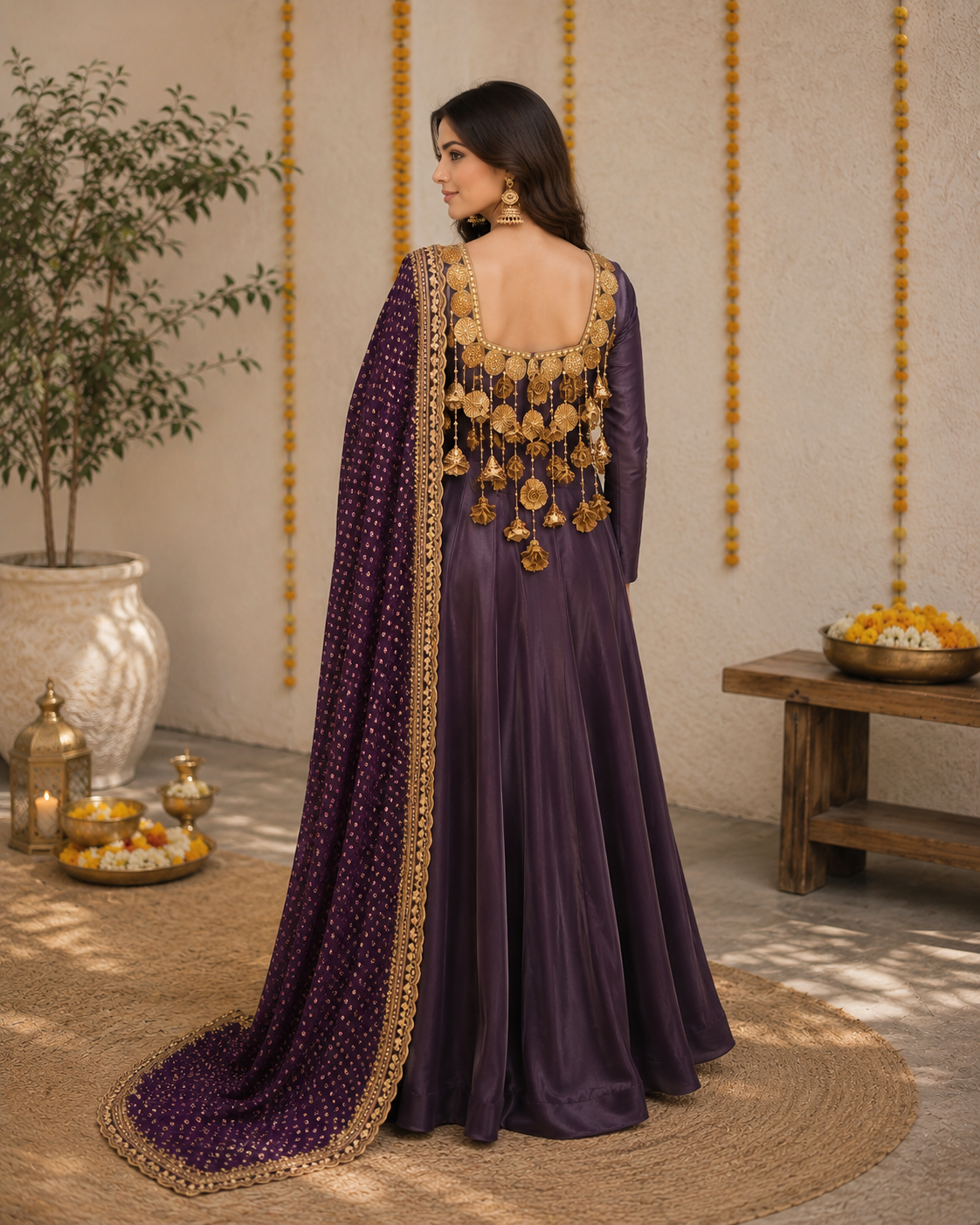 Jaipuri Embroidered Silk Organza Anarkali
