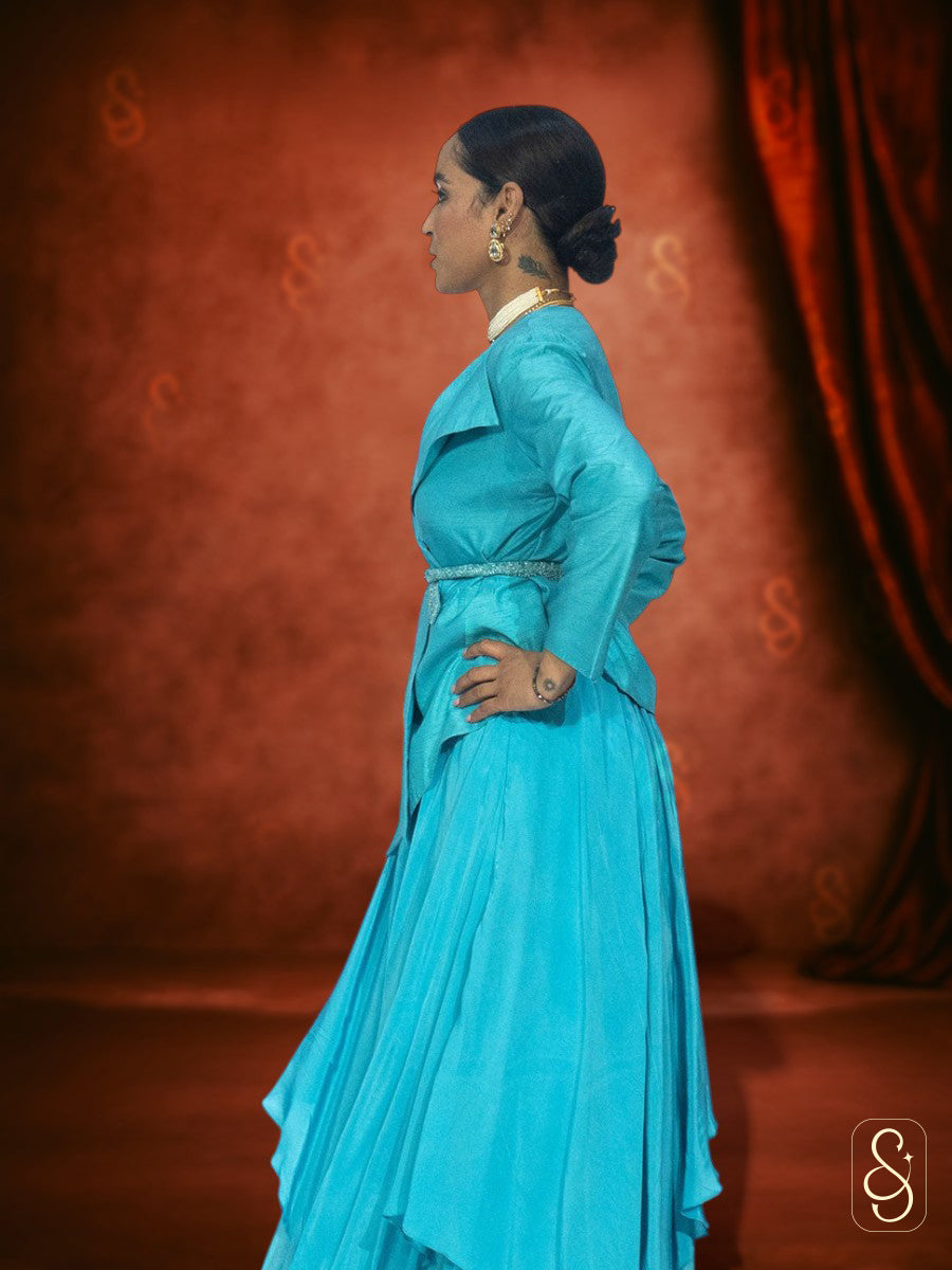 Elegant Raw Silk Skirt Set