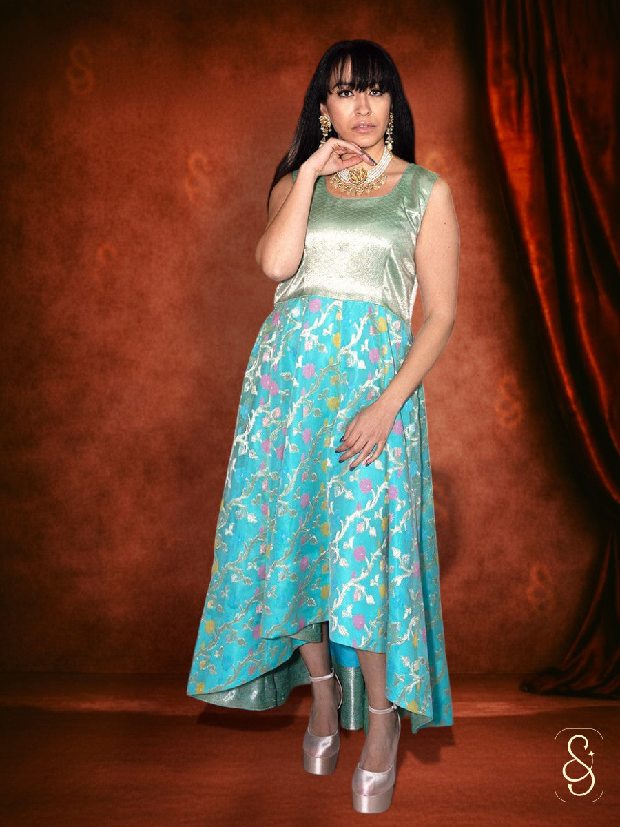 Modern High-Low Banarasi Dress