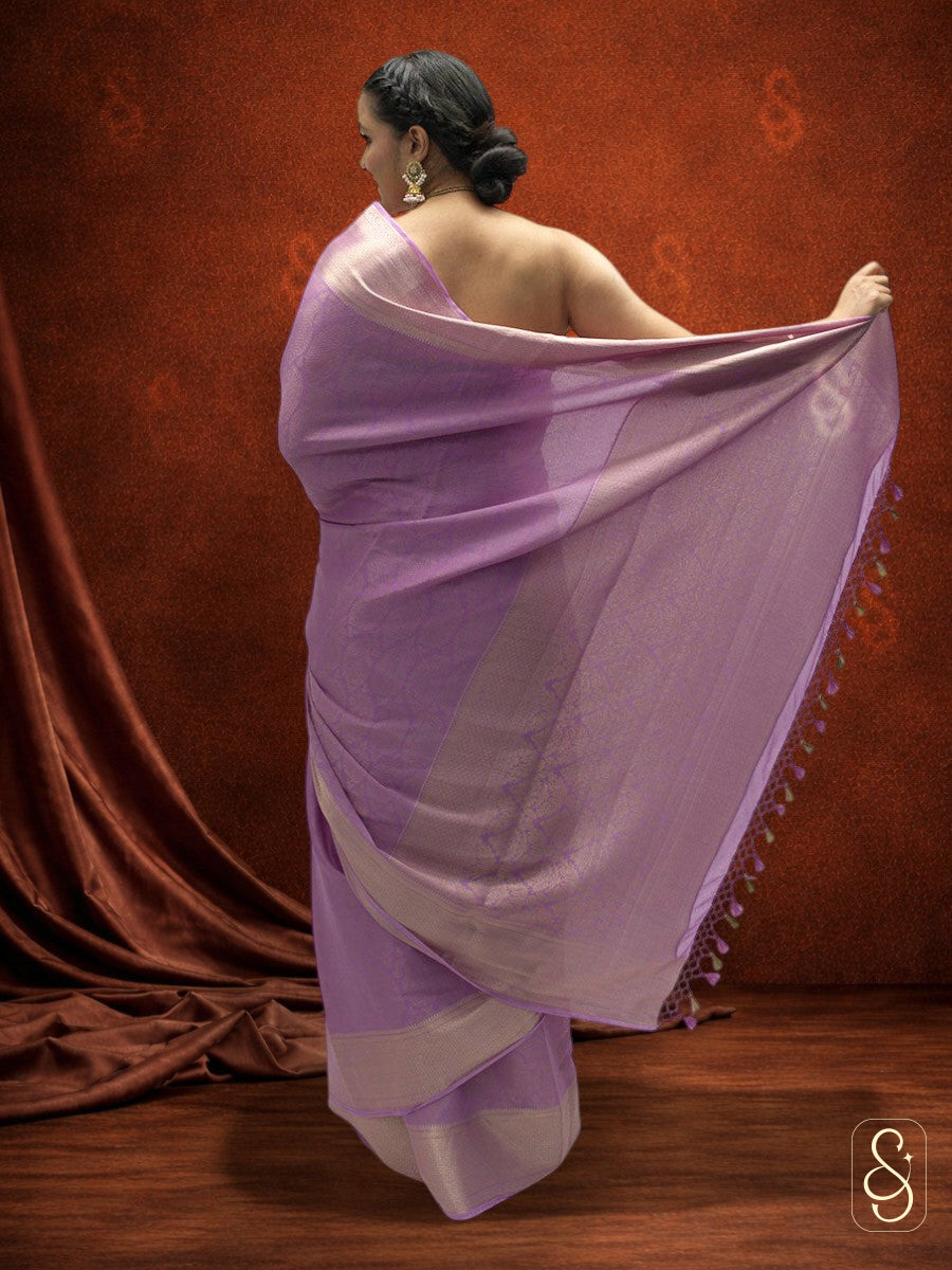 Lavendar Banarasi georgette saree