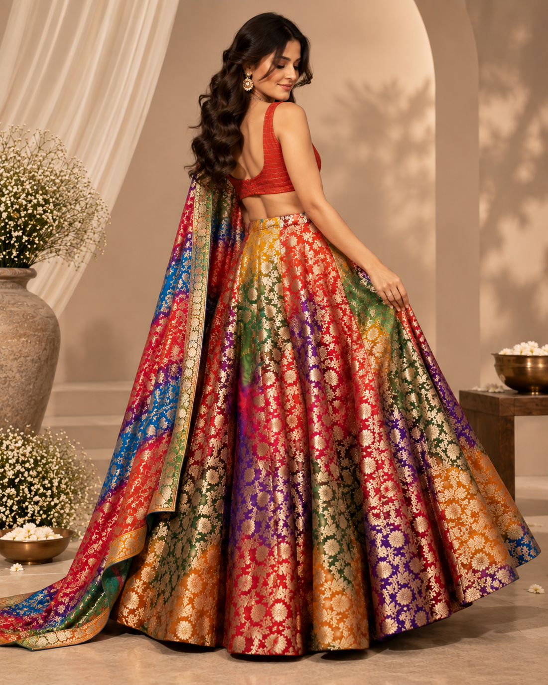 Multicolour Banarasi Lehenga Set