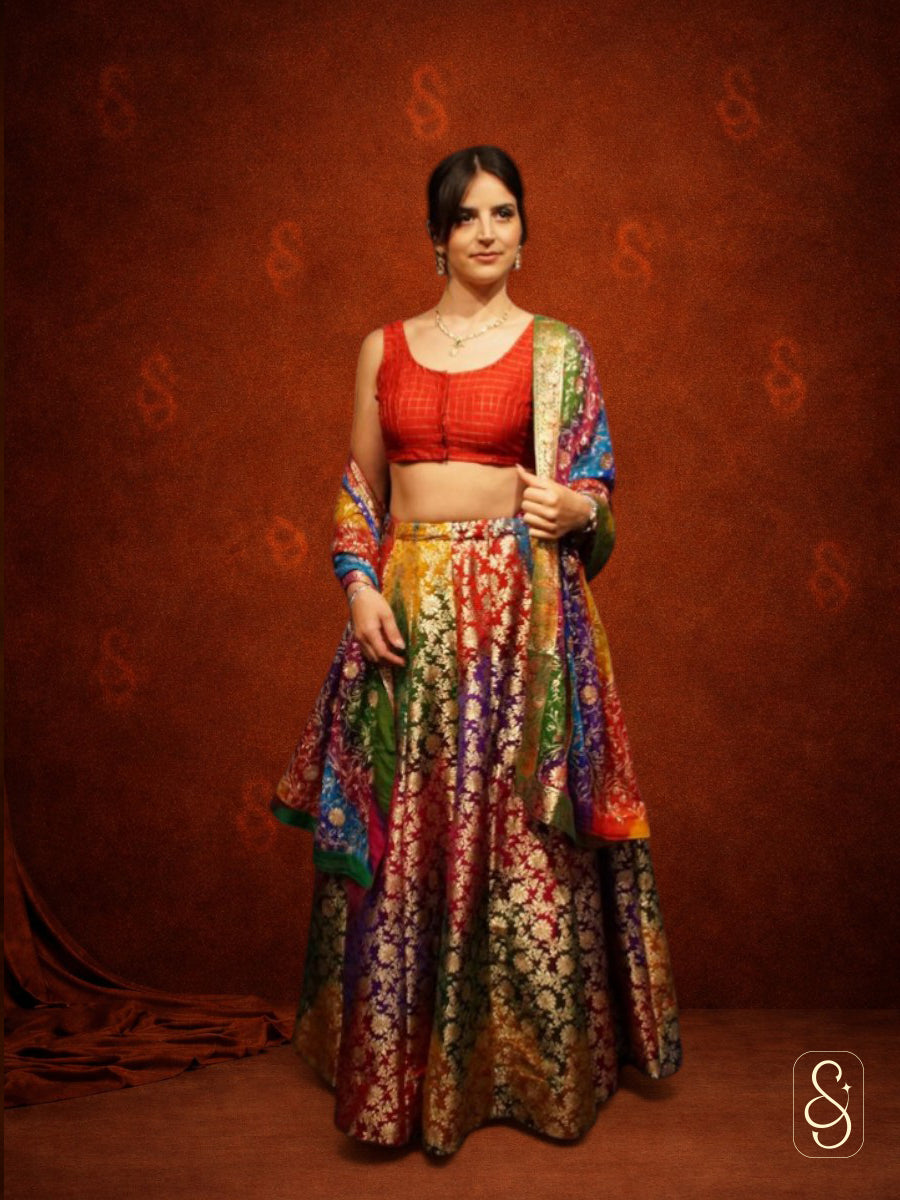 Multicolour Banarasi Lehenga Set
