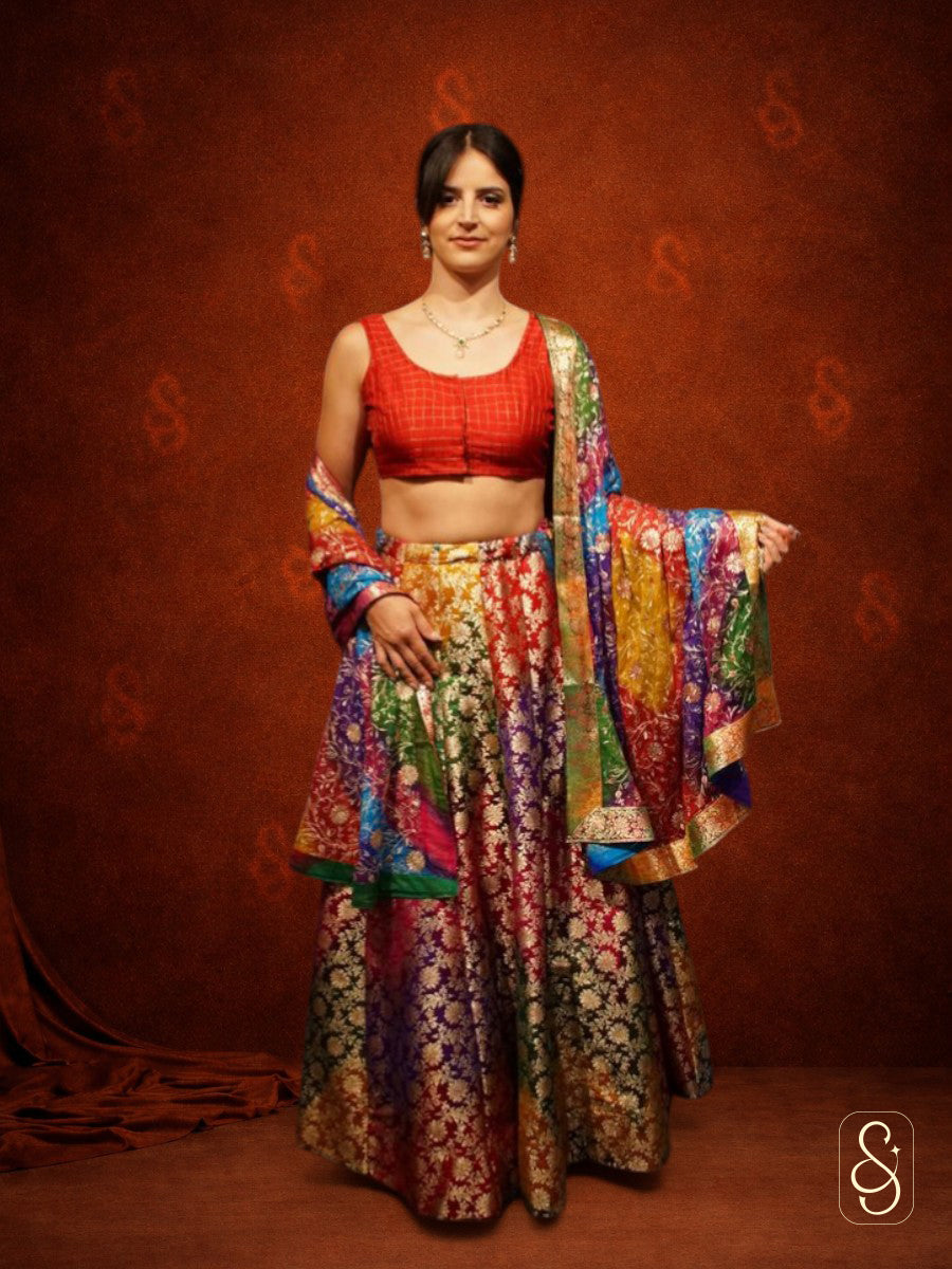 Multicolour Banarasi Lehenga Set
