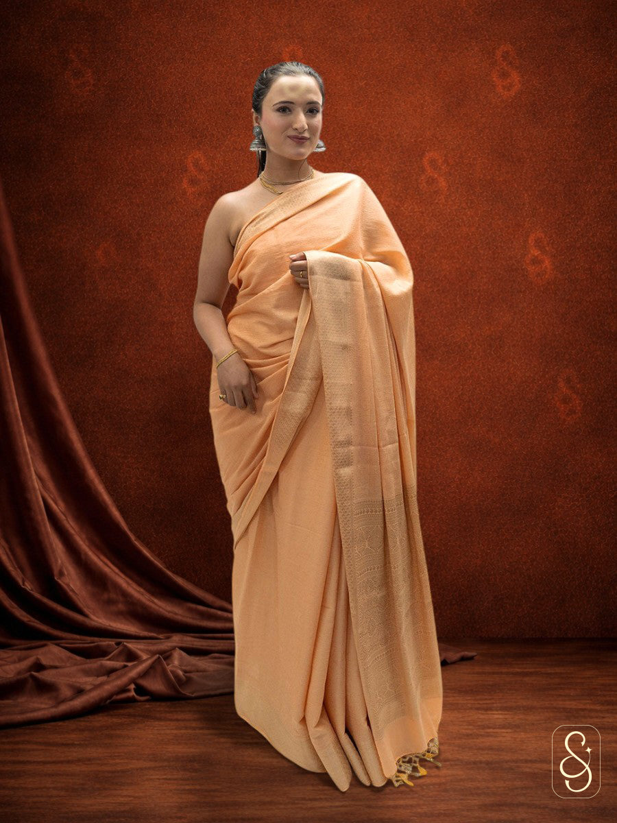 Orange Banarasi georgette saree