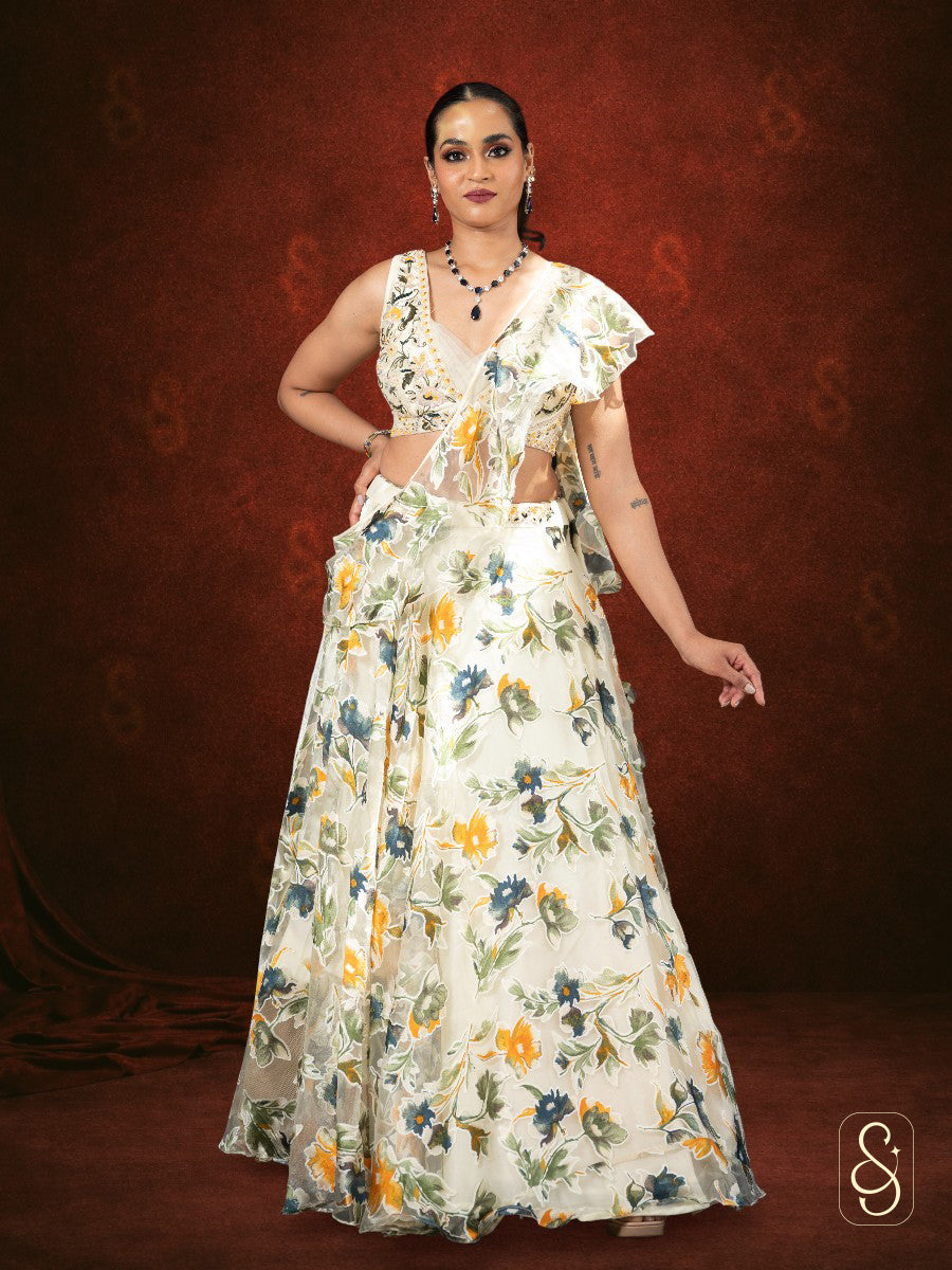 Organza Printed Lehenga Set