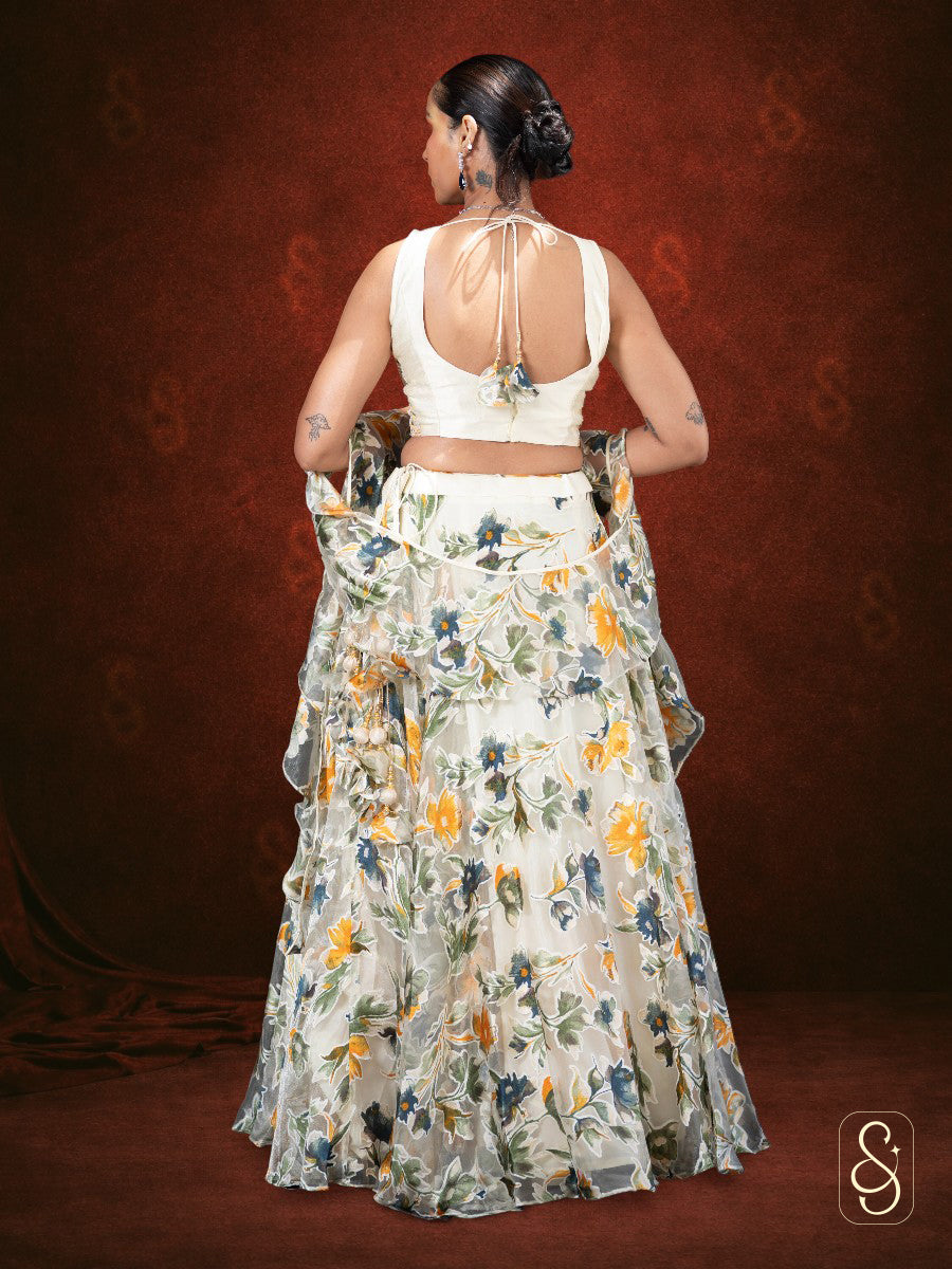 Organza Printed Lehenga Set