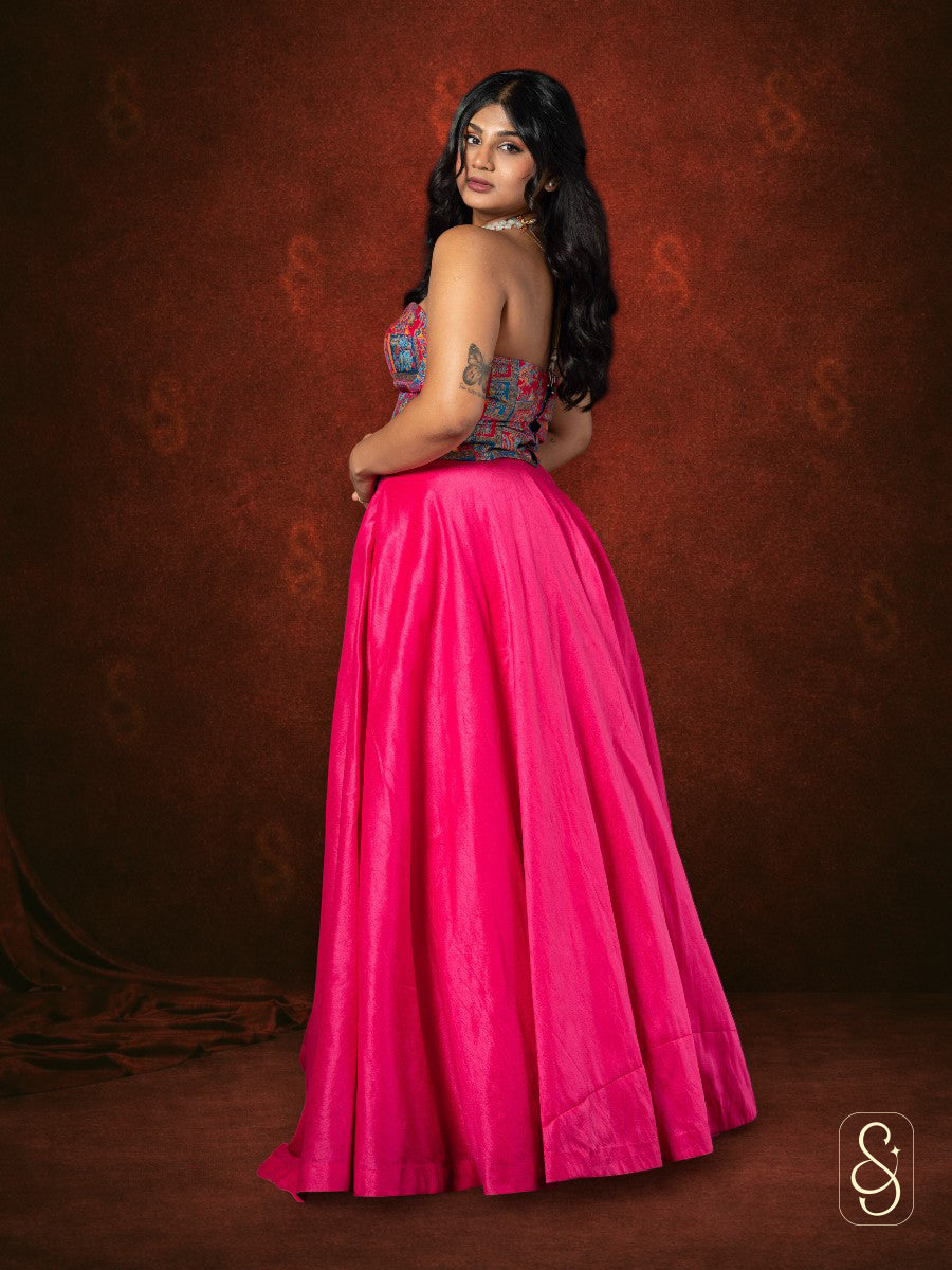 Printed Corset Silk Lehenga