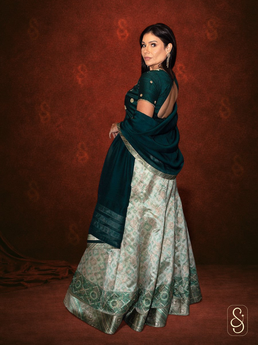 Printed Fish Cut Lehenga Set