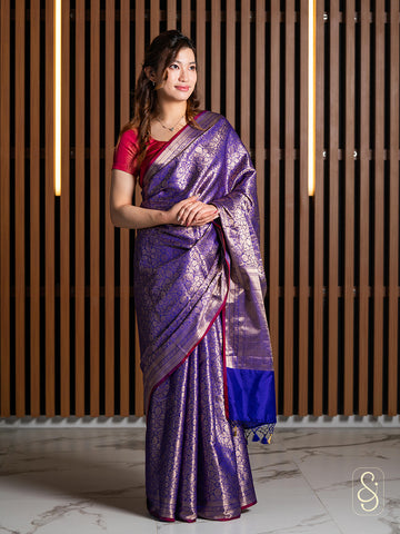 Purple Katan Silk Saree