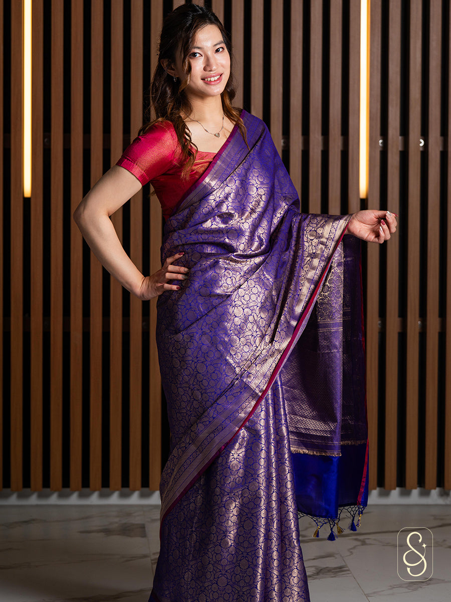 Purple Katan Silk Saree