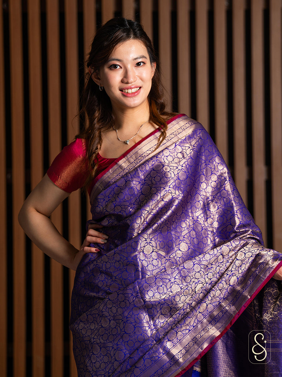 Purple Katan Silk Saree