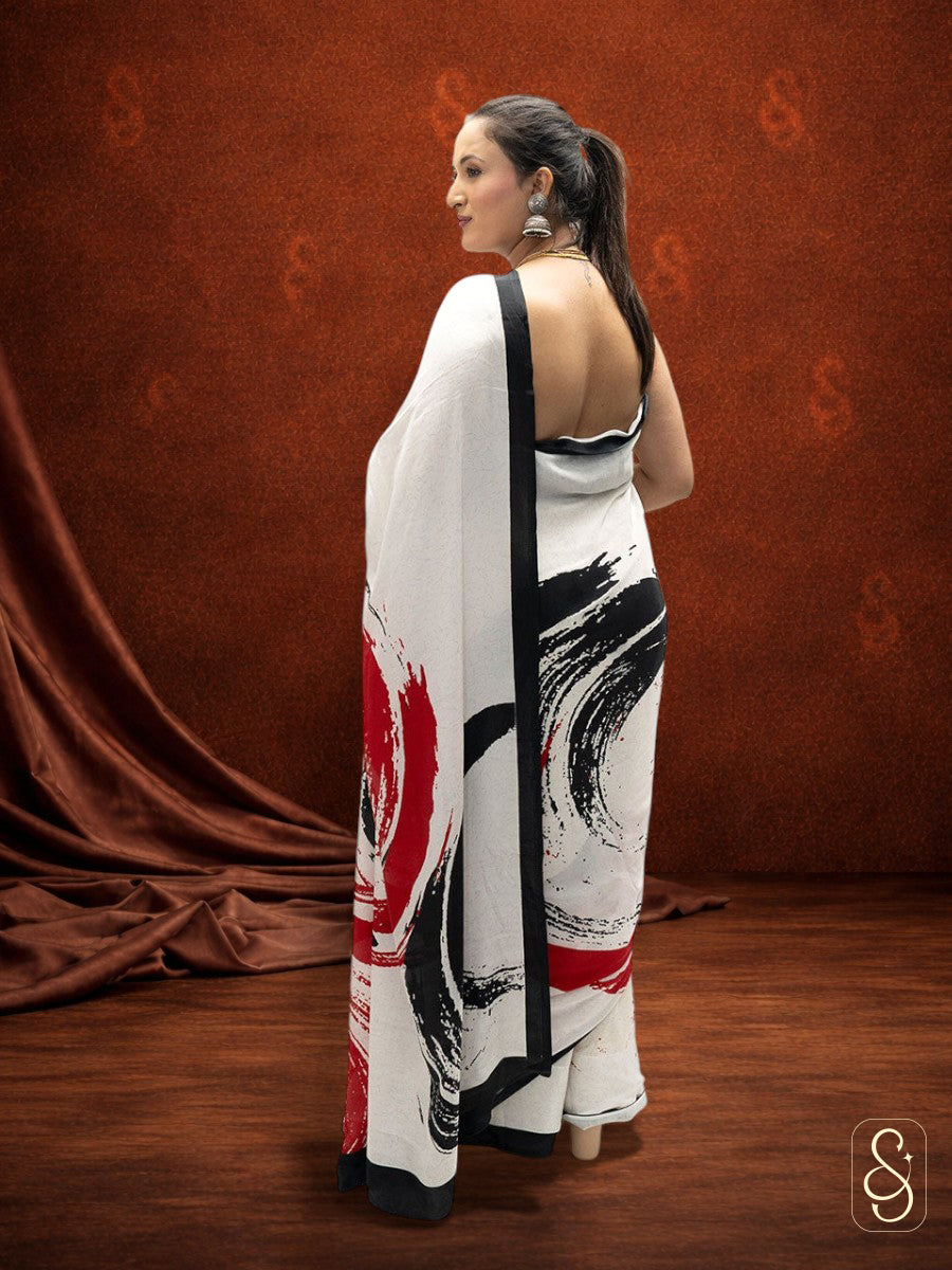 Satin Silk Digital Printed Saree