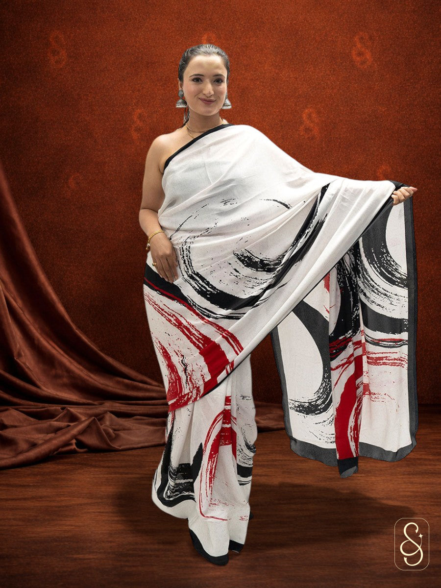 Satin Silk Digital Printed Saree