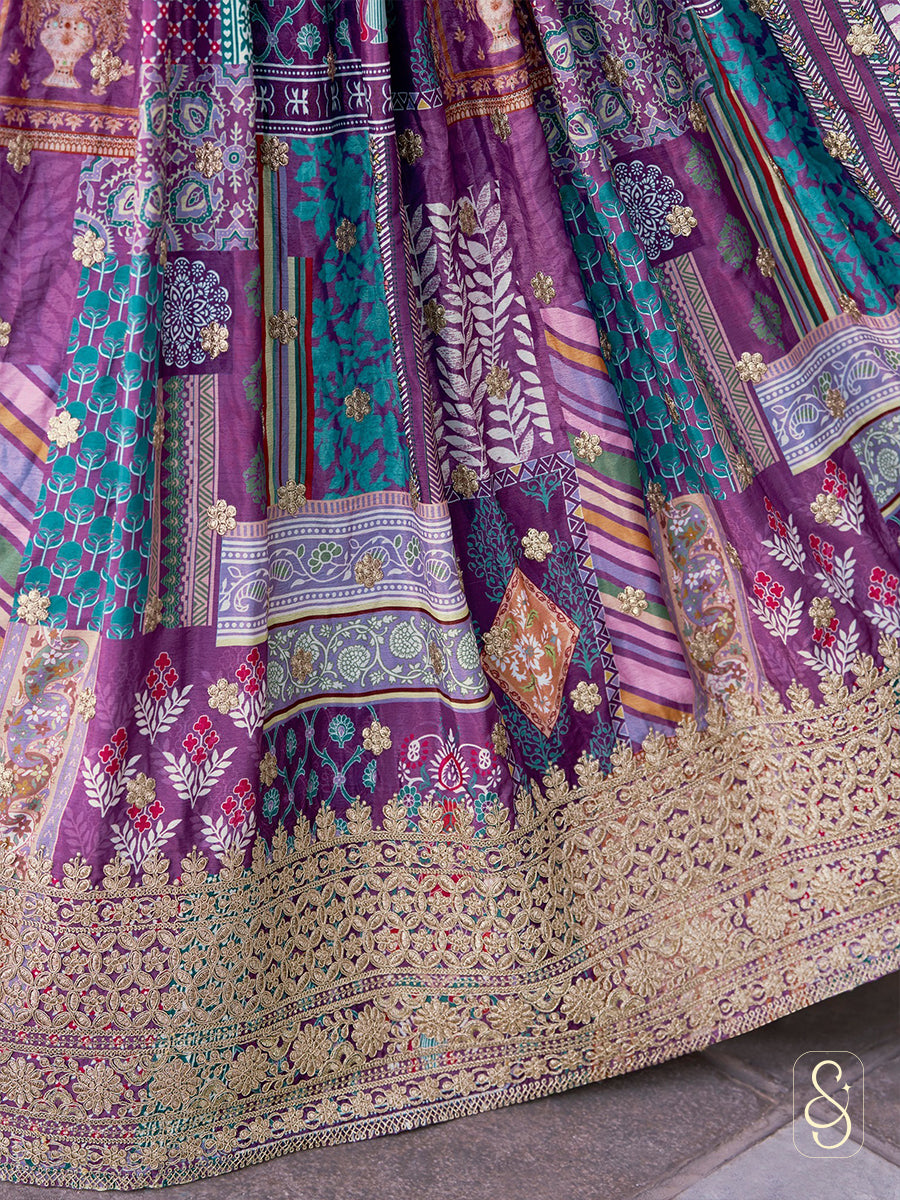 Regal Satin Cape Embroidered Lehenga