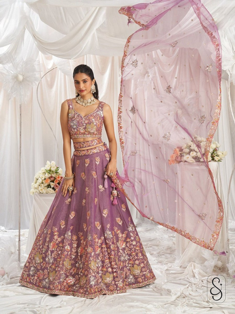 Onion Pink Festive Lehenga