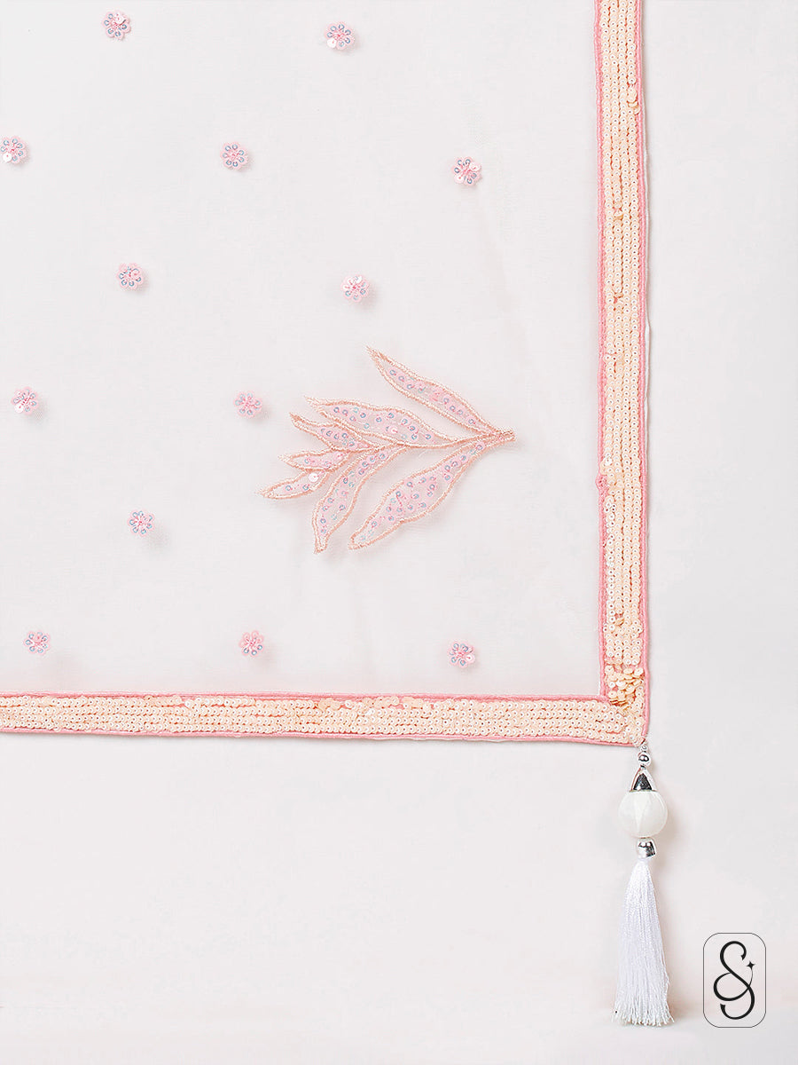 White Net Embroidered Lehenga