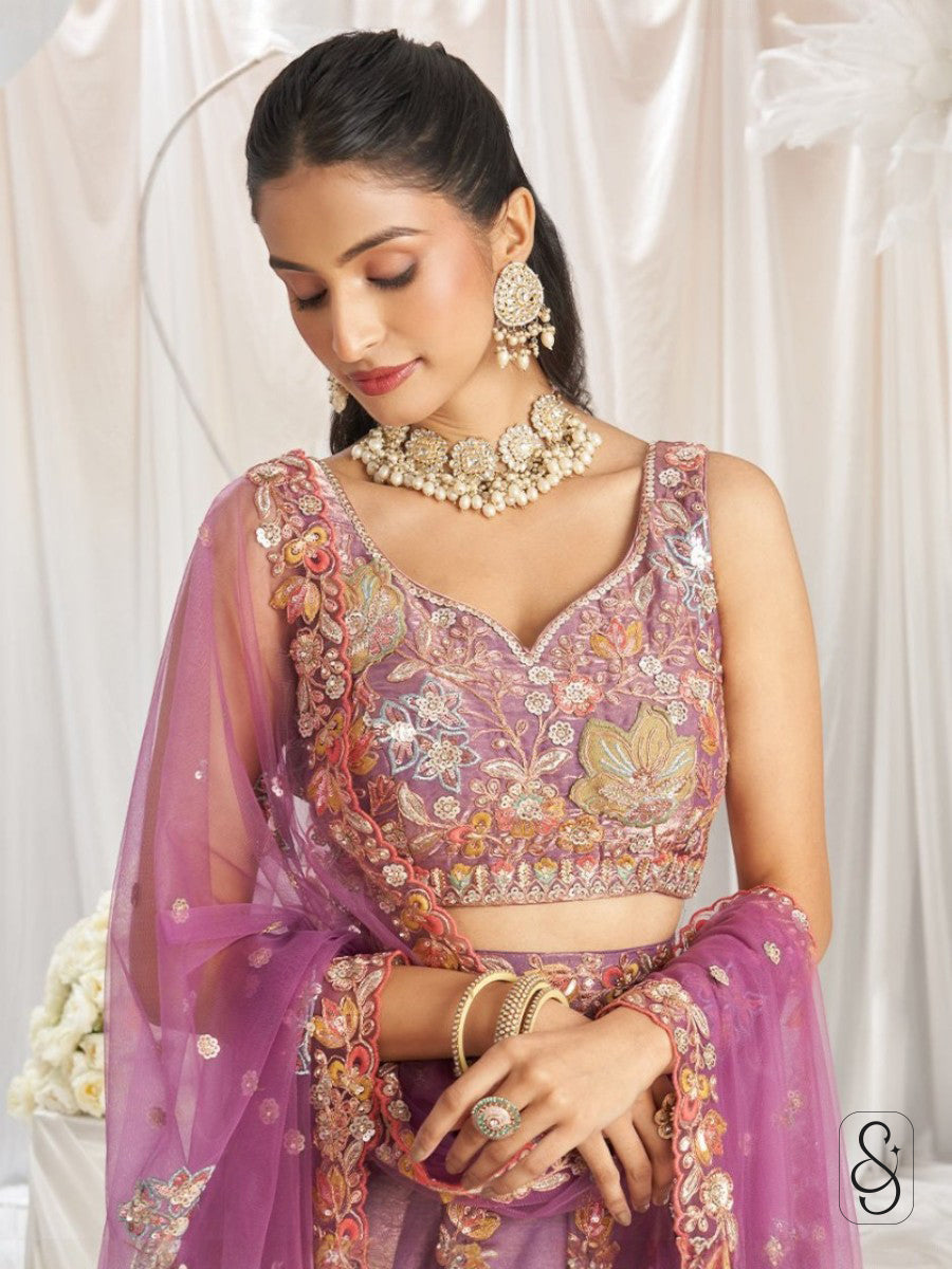 Onion Pink Festive Lehenga