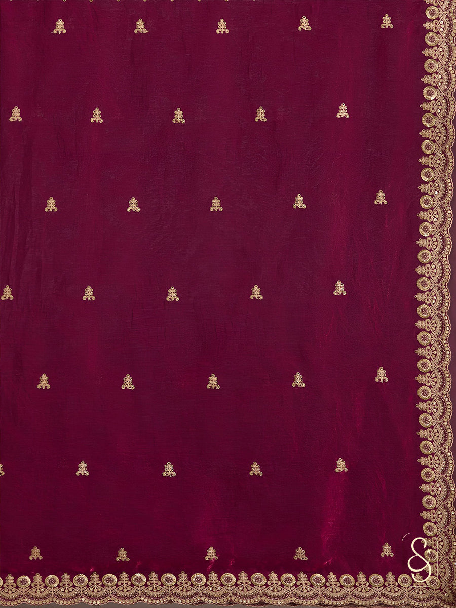 Maroon Regal Tissue Glow Saree