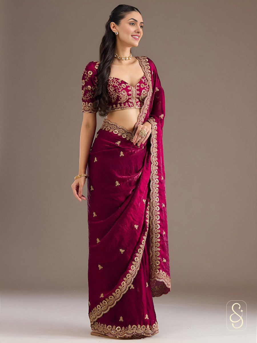 Maroon Regal Tissue Glow Saree