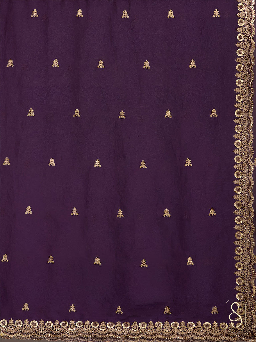 Royal Amethyst Tissue Drape Saree