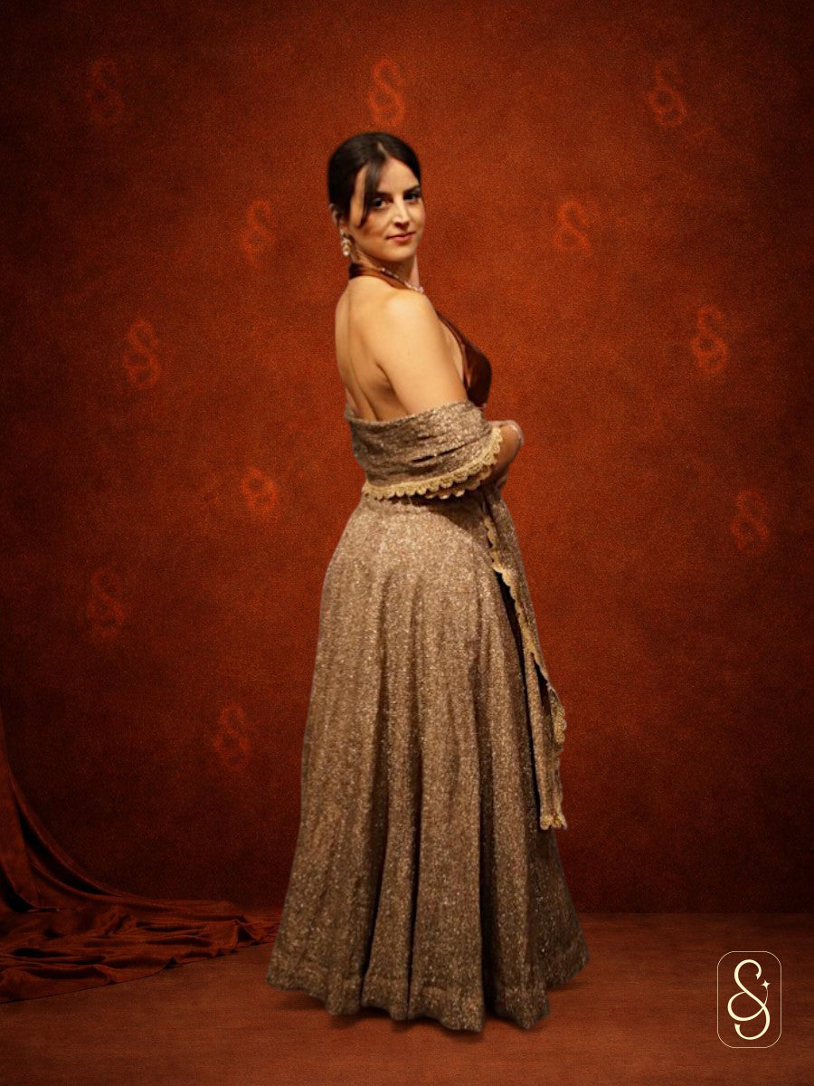 Golden Lurex Lehenga Set