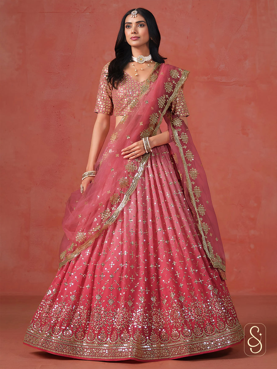 Blush Ombre Embroidered Pink Lehenga
