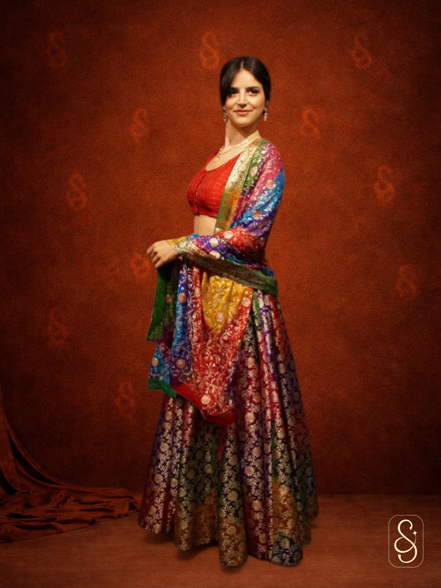 Multicolour Banarasi Lehenga Set