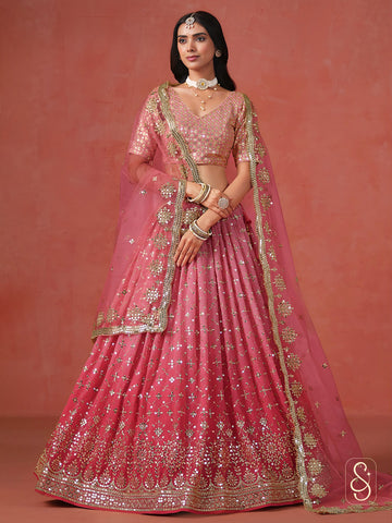 Blush Ombre Embroidered Pink Lehenga