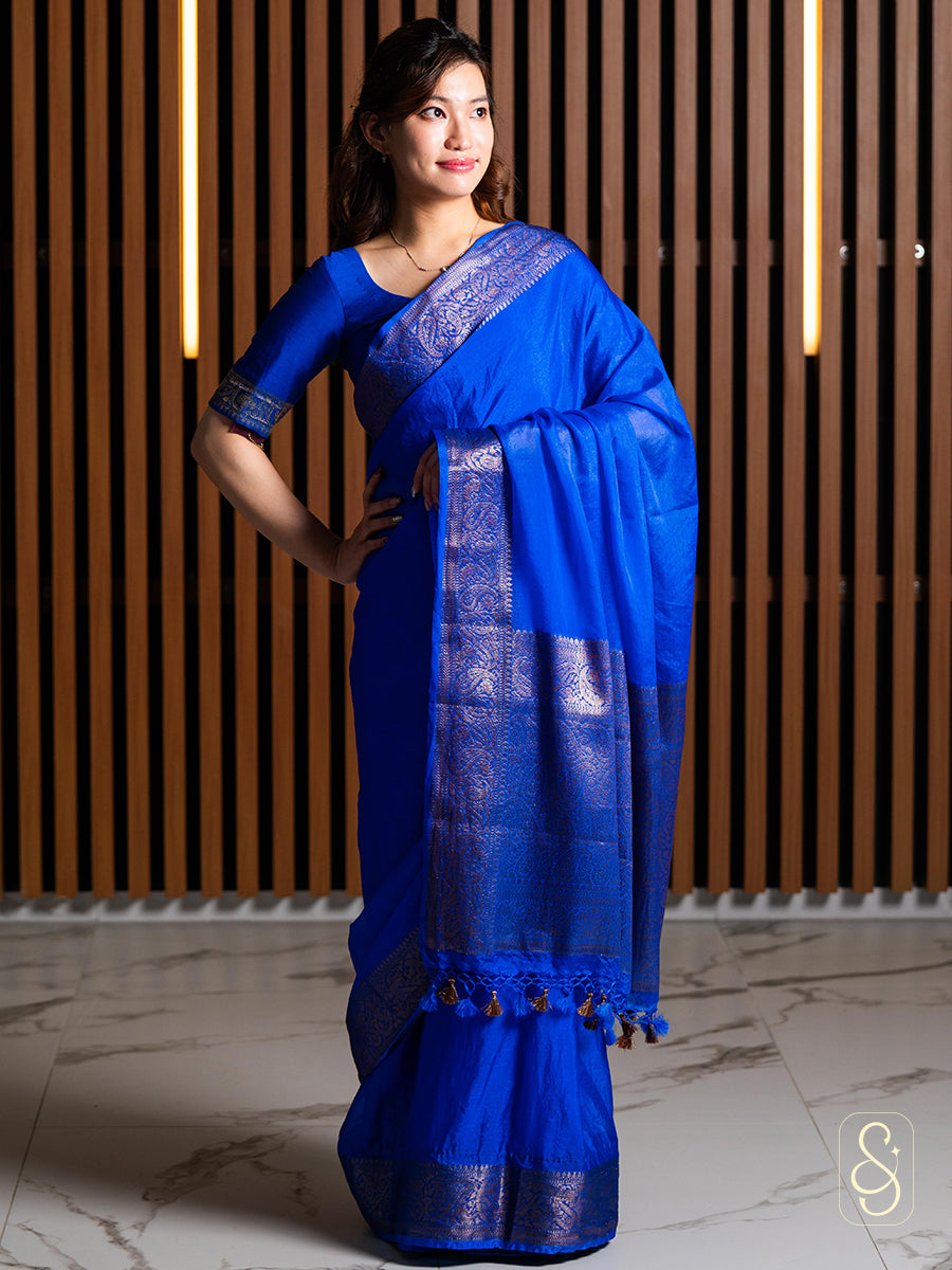 Soft Blue Katan Silk Saree