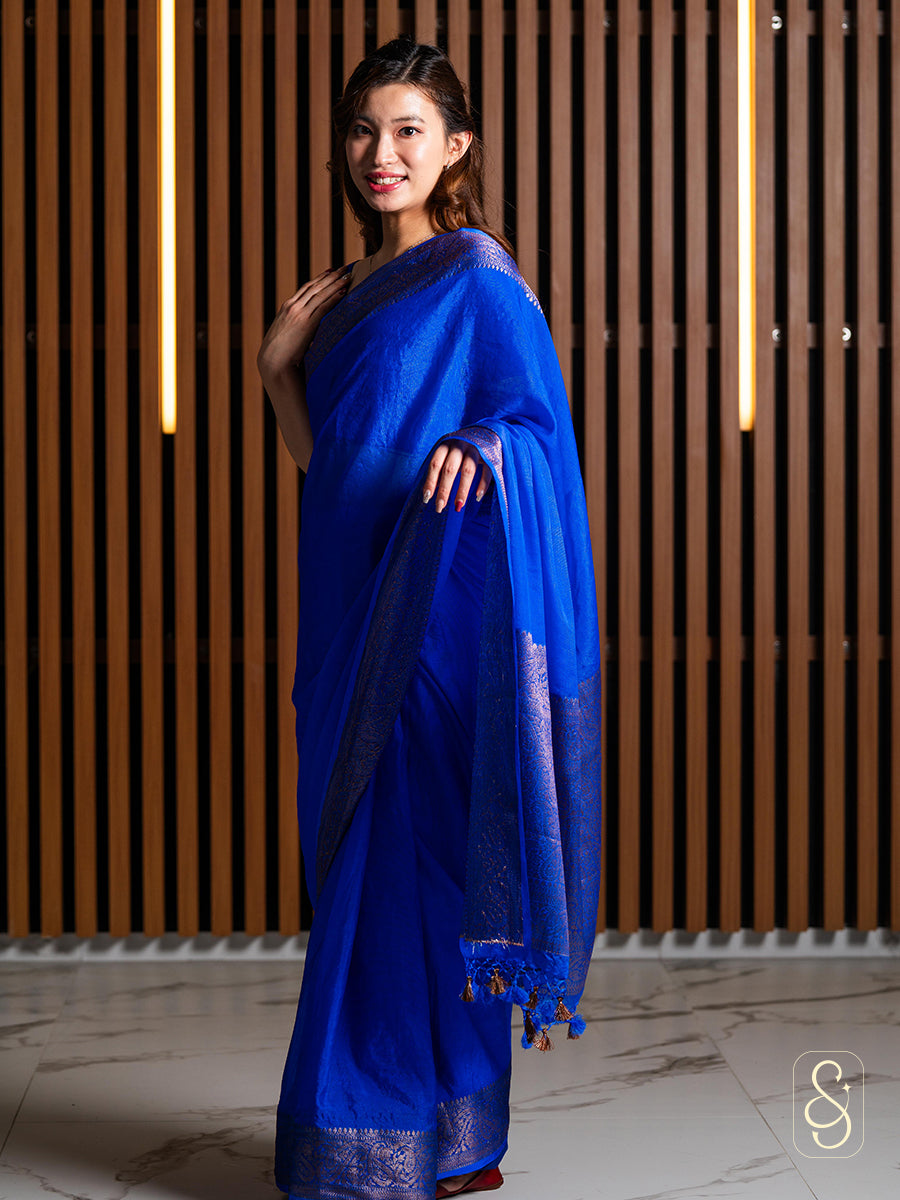Soft Blue Katan Silk Saree
