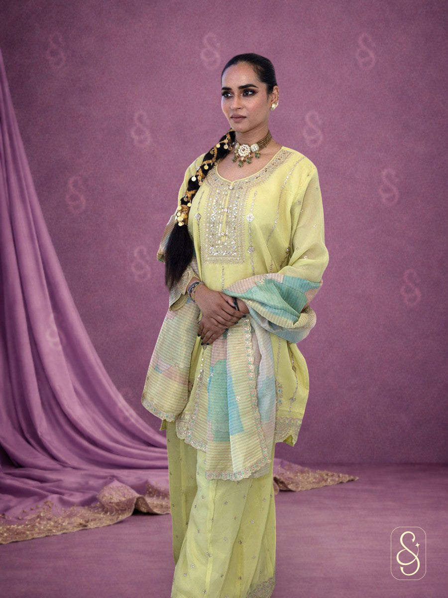 Stylish Viscose Tissue Sharara Suit