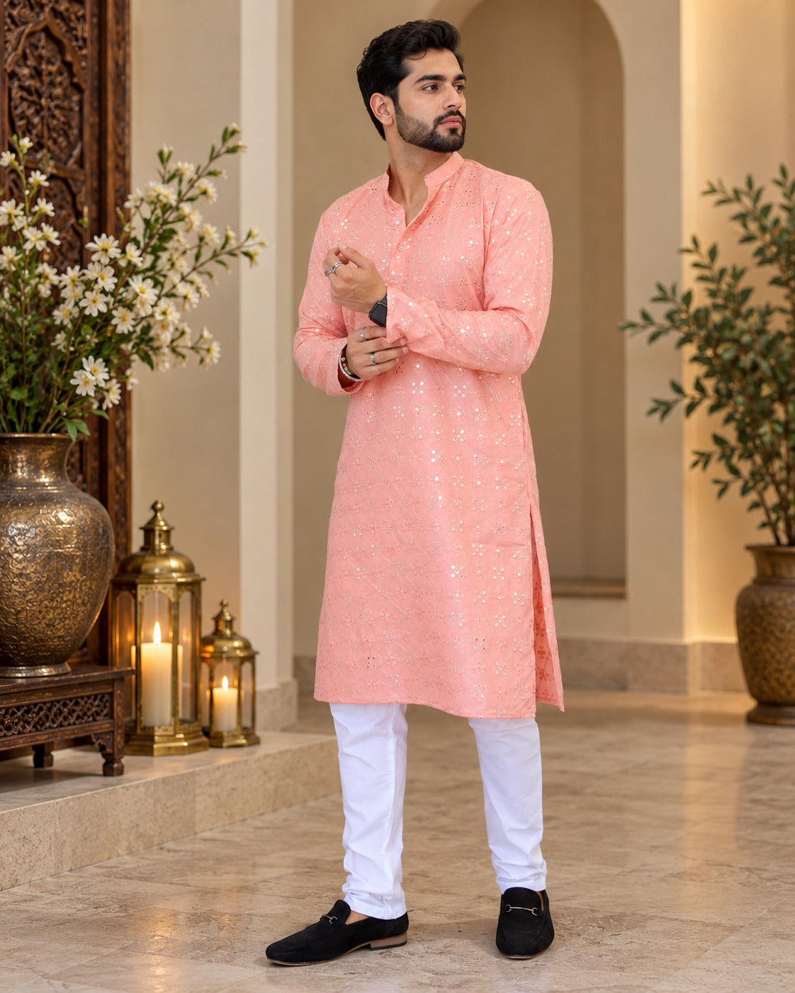 Elegant Mirror Work Kurta for Men