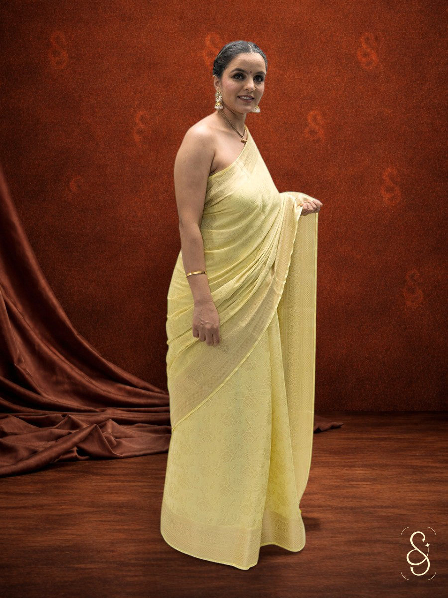 Yellow Banarasi Georgette