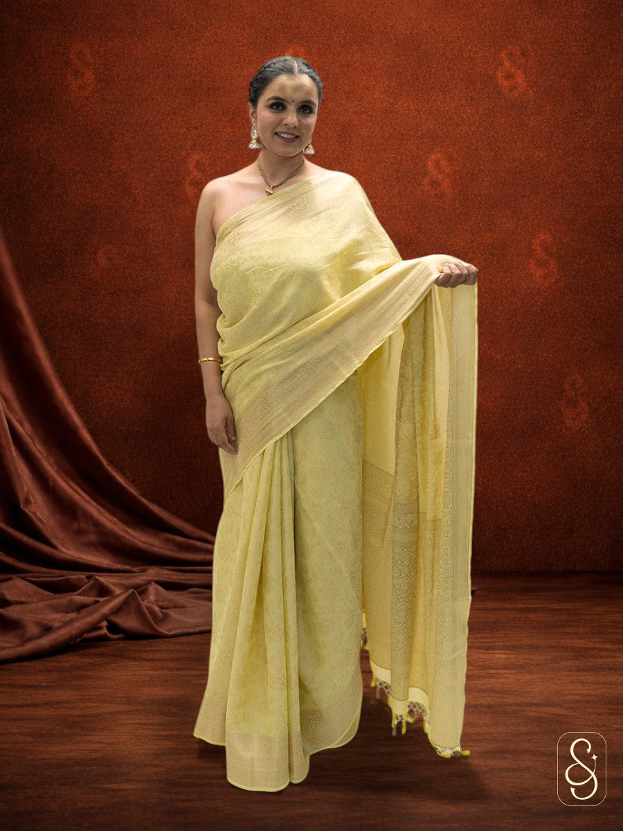 Yellow Banarasi Georgette
