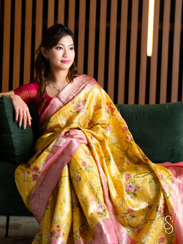 Yellow Tissue Silk Saree