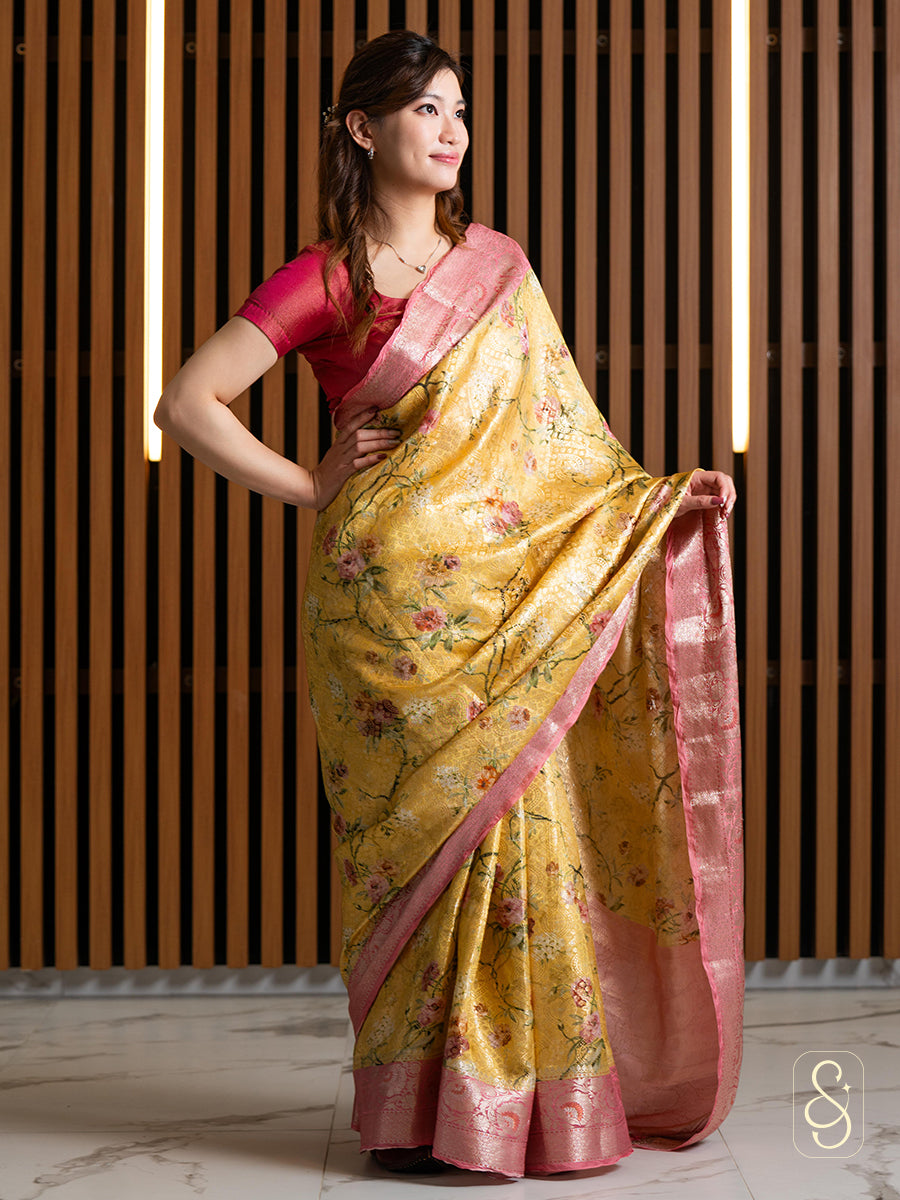 Yellow Tissue Silk Saree