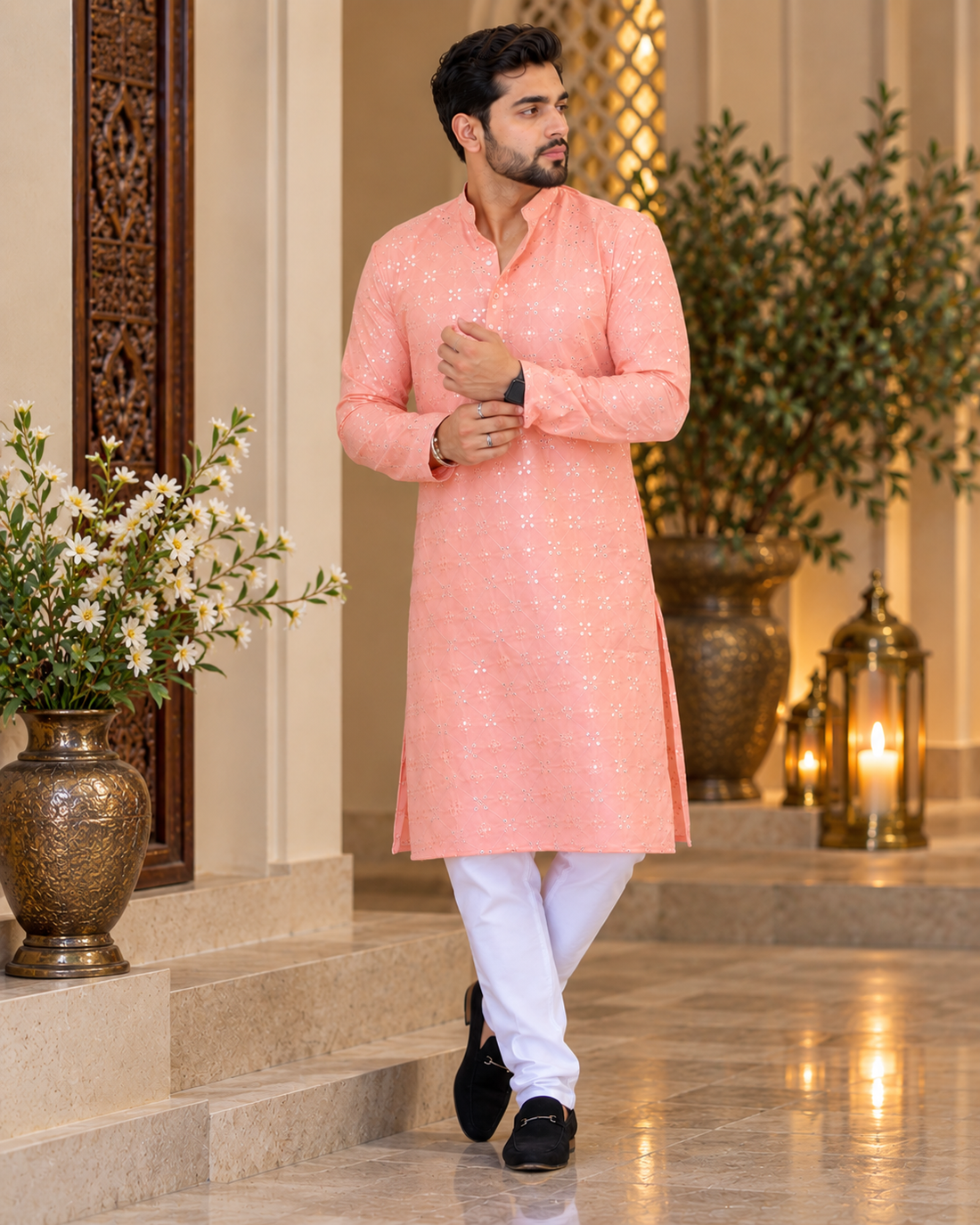 Elegant Mirror Work Kurta for Men