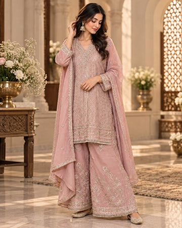 Elegant Fully Embroidered Viscose Tissue Sharara