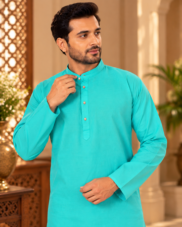 Sea Green Self-Line Kurta