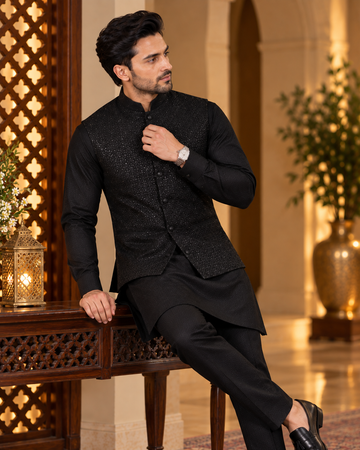 Embroidered Jacket Kurta and Pant