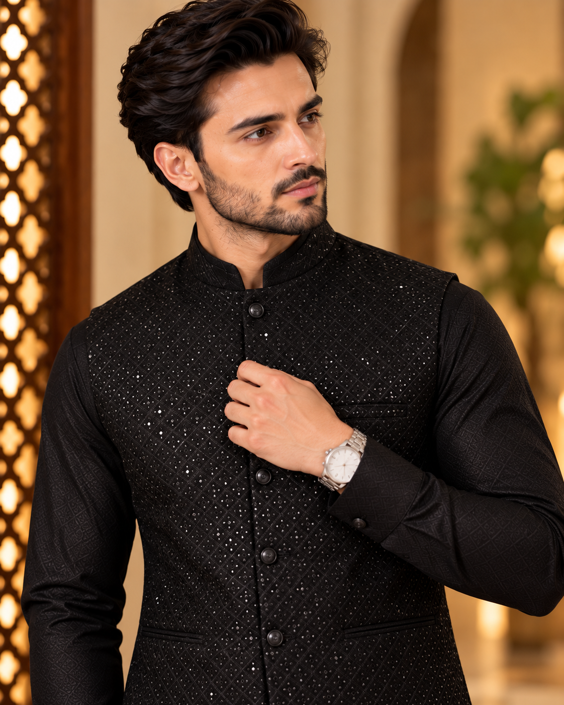 Embroidered Jacket Kurta and Pant