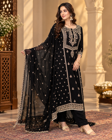 Embroidered Georgette Pant Suit with Dupatta