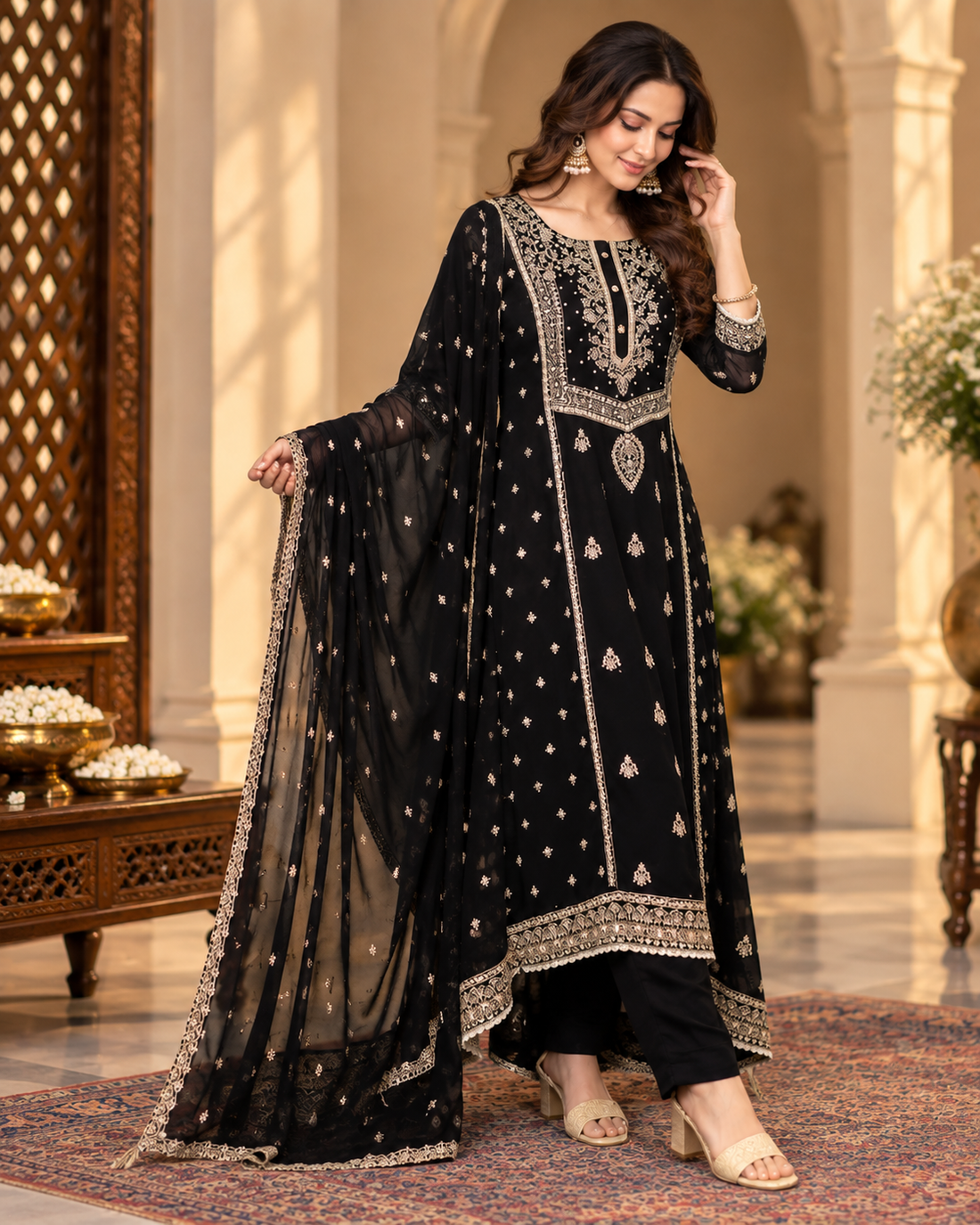 Embroidered Georgette Pant Suit with Dupatta