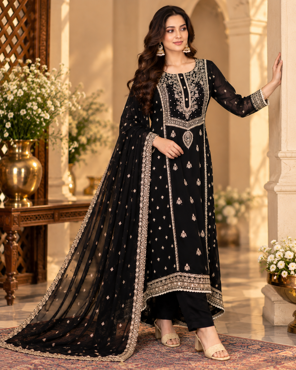 Embroidered Georgette Pant Suit with Dupatta